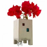 Miniature Concrete Planters look like little buildings