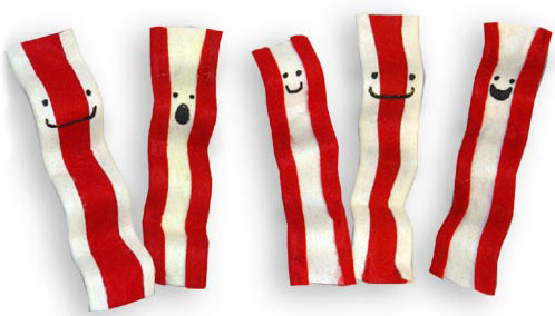 Fuzzy Bacon Strip Magnets