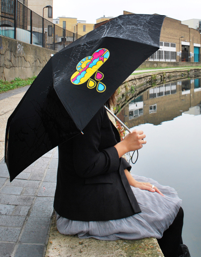 Colour Changing Umbrella in action