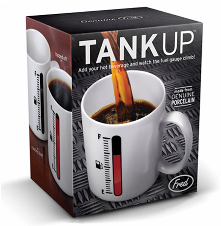Tank Up Fred and Friends Coffee Mug Packaging